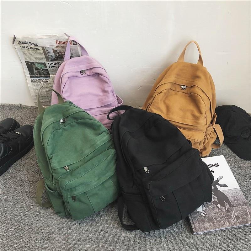 Damen Casual Reißverschluss Canvas Rucksack