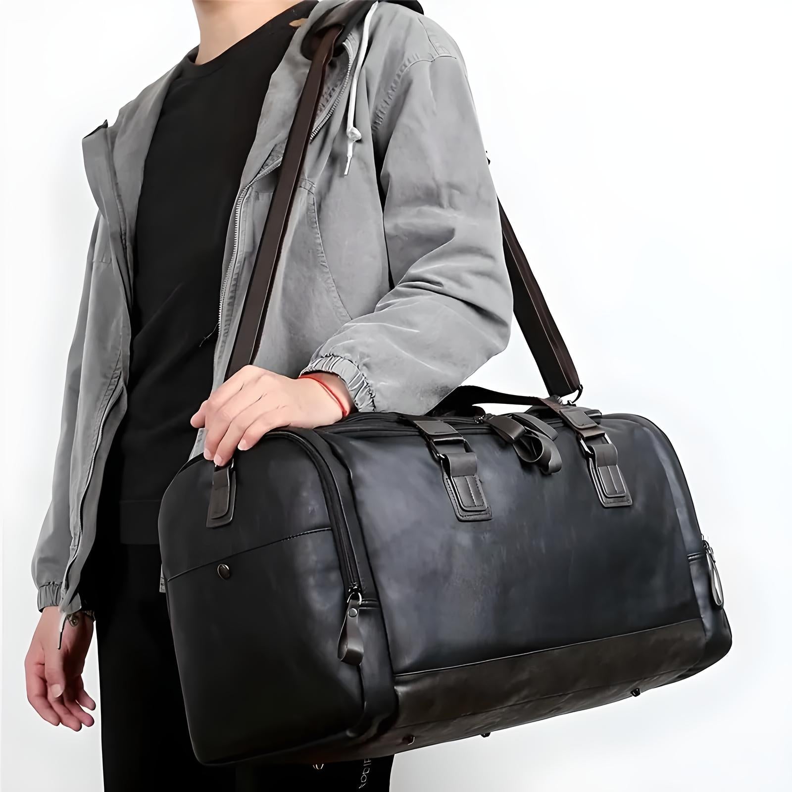 Klassische Herren Leder Duffle Bag