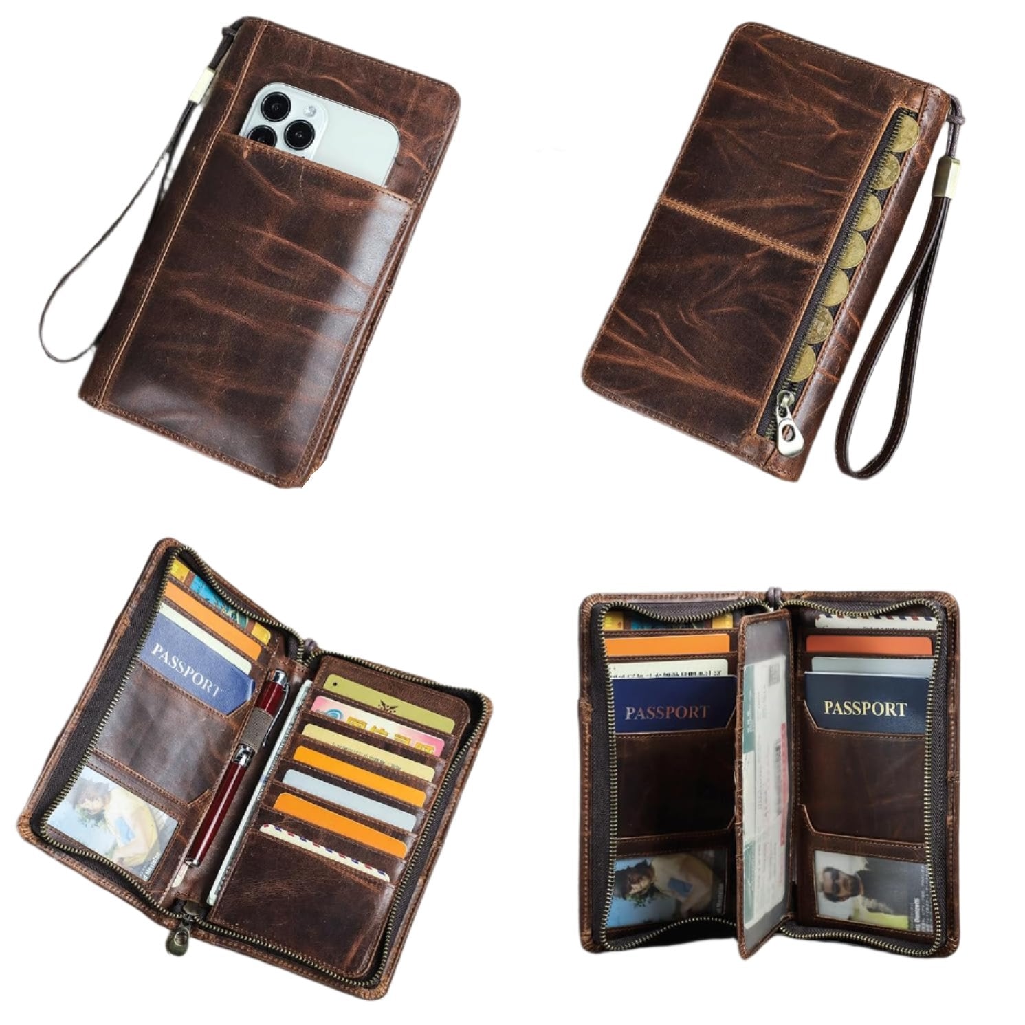 Grain Leder Reisepass Wallet