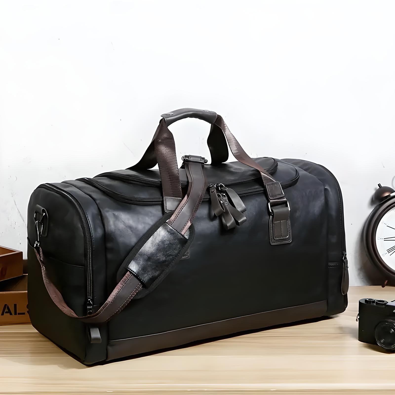 Klassische Herren Leder Duffle Bag