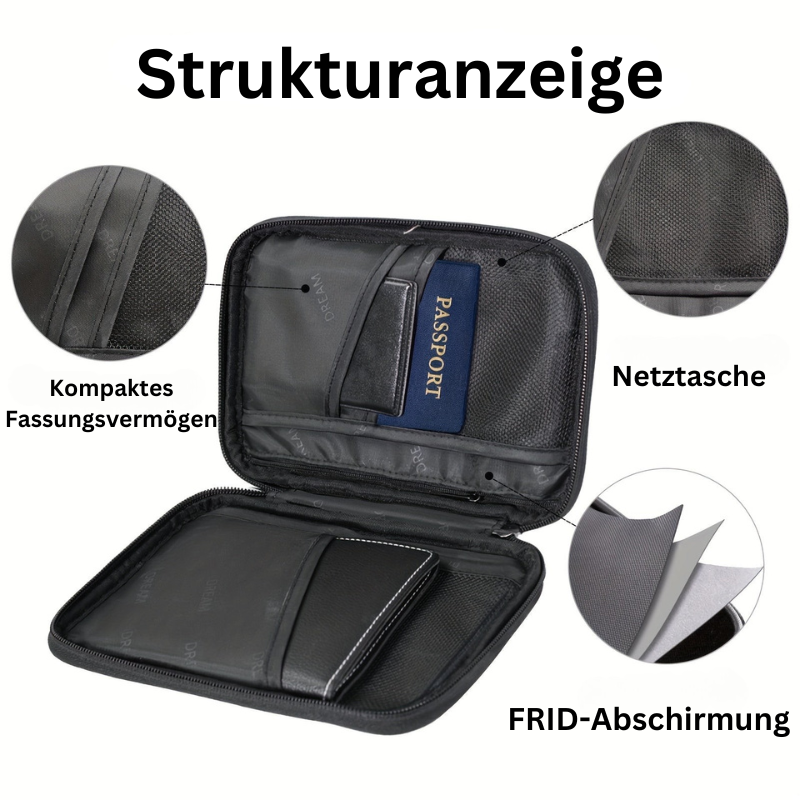 Wasserdichte Reisebrieftasche Mit Mehreren Reißverschlussfächern