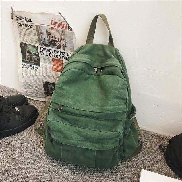 Damen Casual Reißverschluss Canvas Rucksack