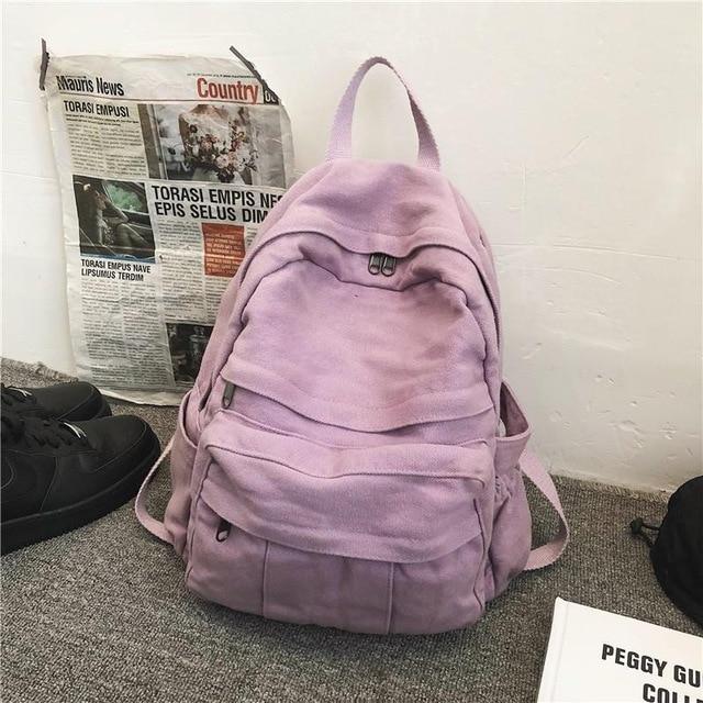 Damen Casual Reißverschluss Canvas Rucksack